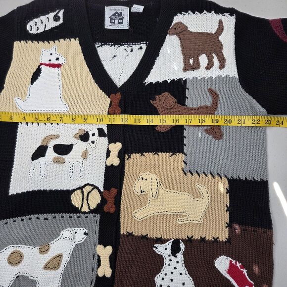 Vintage 90s Storybook Knits Womens Blue Playful Dogs Cardigan Sweater Size 1X - Picture 4 of 15